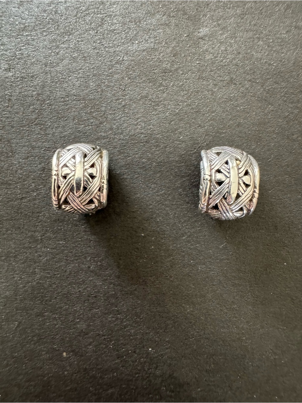 John Hardy Silver Woven Knot Hoop Earrings
